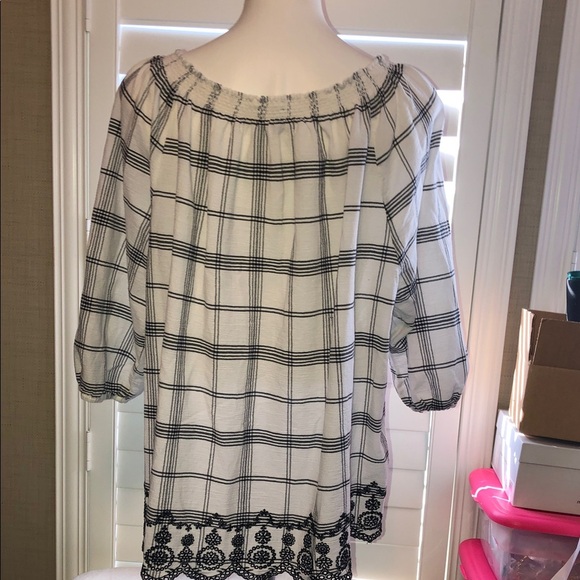 Chaps Black and White Checkered Blouse - Picture 5 of 9